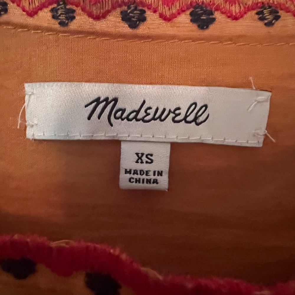 Madewell Floral Embroidered Linen Babydoll Mini Dress Beach XS - Picture 5 of 7